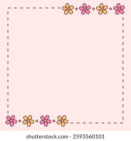 A blank notes, sticky note, memo paper with flowers