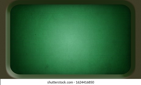 Blank old green computer terminal screen in frame