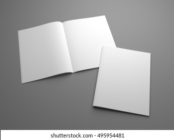 Blank Open 3d Rendering US Letter Magazine Mockup With Cover