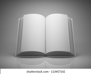 Blank Open Book On Grey Background