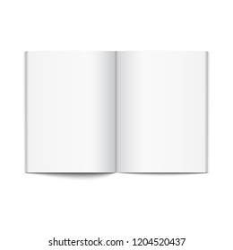 Blank opened magazine template. Open book page clean booklet or magazine template background.