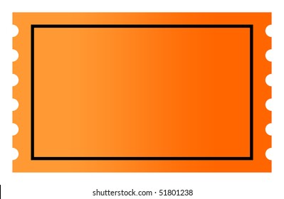 Blank orange gradient ticket with copy space, isolated on white background.