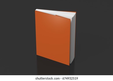 Blank Orange Vertical Dust Jacket Or Dust Wrapper Standing Book. Isolated With Clipping Path Around Book. 3d Illustration.