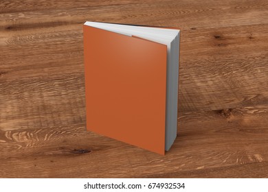 Blank Orange Vertical Dust Jacket Or Dust Wrapper Standing Book. Isolated With Clipping Path Around Book. 3d Illustration.