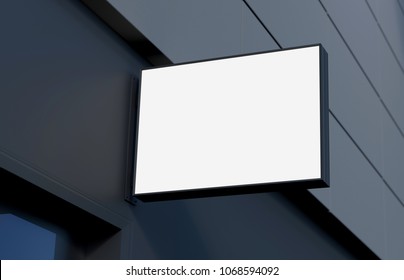 Blank, outdoor signage, signboard mockup, sign mounted on the building for logo presentation. 3d rendering