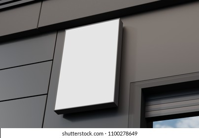 Blank, Outdoor Signage, Signboard Mockup, Sign Mounted On The Building For Logo Presentation. 3d Rendering