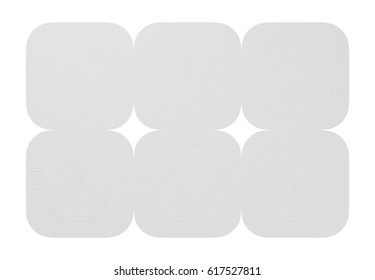 Blank Pack Of Six Yogurt  Packaging. Mockup Dessert Plastic Container Isolated On White Background With Clipping Path. 3D Illustration