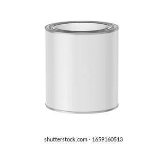 Blank Paint Cans Realistic. Metal Tin Can Containers Isolated On White Background, 3d Rendering