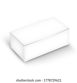 Blank Paper Box Mockup, Isolated, 3D Perspective View. Empty Cardboard Packaging Mockup For Surgical Mask. Clear Carton Package For Food Template. Eco Friendly, Reusable And Recycling. Studio Shot