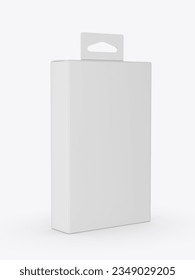 Blank paper box packaging with hand tab for mockup design and branding, 3d illustration.	