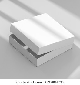 Blank Paper Boxes Isolated On White Background Blank white box mockup on white background. 3D illustration 3D rendering