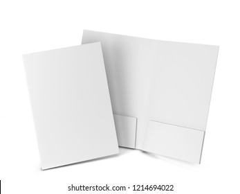 Blank Paper Folder Mockup. 3d Illustration Isolated On White Background 