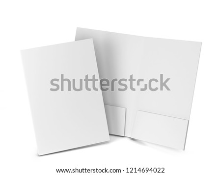 Blank paper folder mockup. 3d illustration isolated on white background 