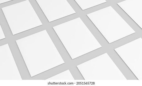 Blank Paper On White Background,Blank Portrait A4,Mock-Up On Isolated White Background,3d Rendering