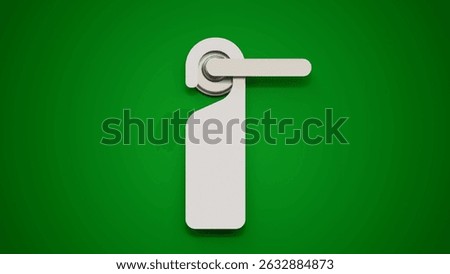 Blank paper or plastic empty label for hotel doorknob room, dont disturb signs, messages on entrance knob on a green background. Door hanger and handle mock up.