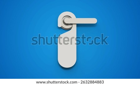 Blank paper or plastic empty label for hotel doorknob room, dont disturb signs, messages on entrance knob on a blue background. Door hanger and handle mock up.