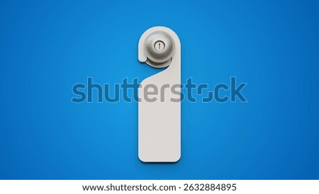 Blank paper or plastic empty label for hotel doorknob room, dont disturb signs, messages on entrance knob on a blue background. Door hanger and handle mock up.