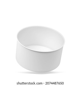 Blank Paper Salad Bowl Mockup. 3d Illustration Isolated On White Background 