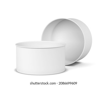 Blank Paper Salad Bowl Mockup. 3d Illustration Isolated On White Background 