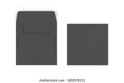 Blank Paper Square Envelope Mockup. 3d Illustration Isolated On White Background 