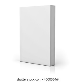 Blank Paperback Book Cover Isolated Over White Background With Reflection. 3D Rendering.