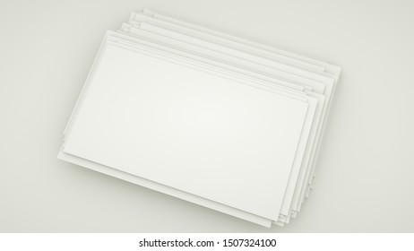 Blank papers are scattered on the table. 3d rendering. illustration