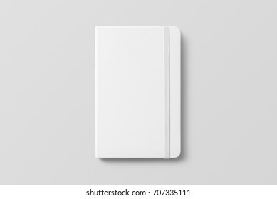 Blank Photorealistic Notebook Mockup On Light Grey Background, 3d Illustration.