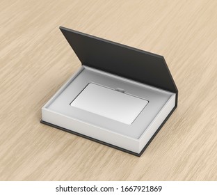 Blank Plastic Card In A Leather Luxury Box, 3D Illustration