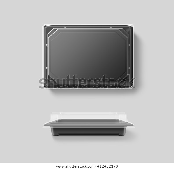 Download Blank Plastic Disposable Food Container Mockup Stock Illustration 412452178