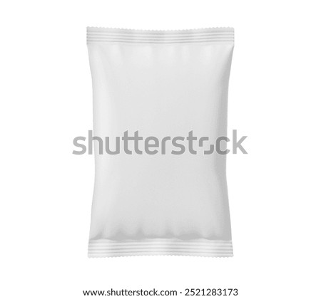 blank plastic pouch snack packaging isolated on white background, White Blank template Packaging Foil . Food Packing Coffee, Salt, Sugar, Pepper, Spices, Sweets, 3d illustration, 3d rendering