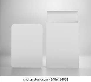 Blank Playing Card Box With White Cards, 3d Rendered On Light Gray Background