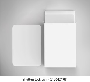 Blank Playing Card box with white cards, 3d rendered on light gray background
