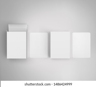 Blank Playing Card Box With White Cards, 3d Rendered On Light Gray Background