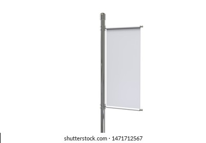 Blank Pole Banner Mock Up Template On Isolated White Background, Ready For Design Presentation, 3d Illustration