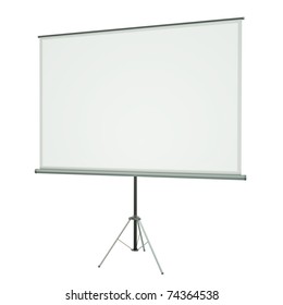 Blank Portable Projection Screen Over White Background. 3D Rendered Image