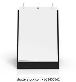 Blank Portrait Table Top Flip Chart Easel Binder Or Calendar Mockup Standing On White Background Isolated  3d Illustration