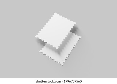 Blank Postage Stamp Mockup, 3D Render.