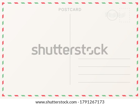Blank postcard backside. Template of an empty travel card