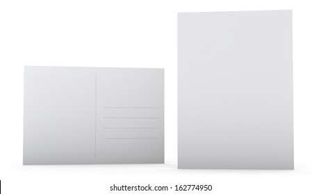 Blank Postcard Design - White Front And Back Sides.