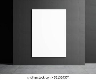 Blank Poster On A Wall. 3d Rendering