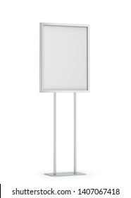 Blank Poster Stand Mockup. 3d Illustration Isolated On White Background 