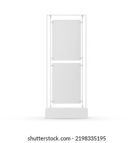 Blank Poster Stand Mockup Template On Isolated White Background, Ready For Your Design And Branding, 3d Illustration.