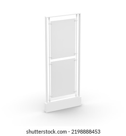 Blank Poster Stand Mockup Template On Isolated White Background, Ready For Your Design And Branding, 3d Illustration.