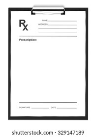Blank Prescription Pad With Form, Isolated On White Background.