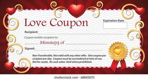 A Blank Printable Love Coupon Gift Minutes