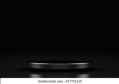 Blank Product Stand And Black Background.3d Rendering.