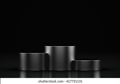 Blank Product Stand And Black Background.3d Rendering.