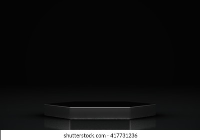 Blank Product Stand And Black Background.3d Rendering.