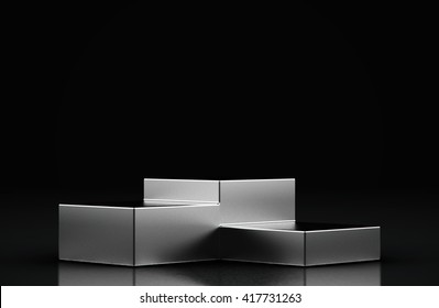 Blank Product Stand And Black Background.3d Rendering.