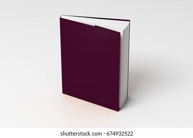 Blank Purple Vertical Dust Jacket Or Dust Wrapper Standing Book. Isolated With Clipping Path Around Book. 3d Illustration.